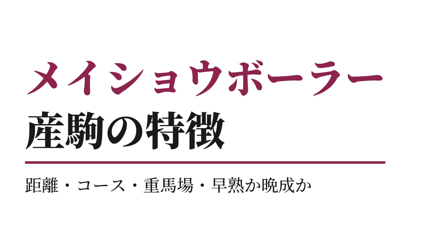 メイショウボーラー産駒の特徴｜距離・コース・重馬場・早熟か晩成か